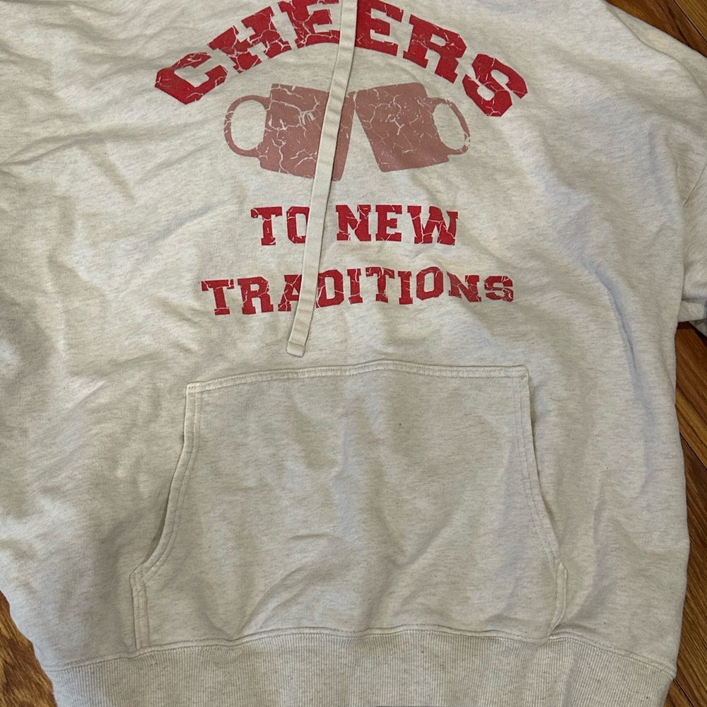 Aerie Gray Sweater with Red Print